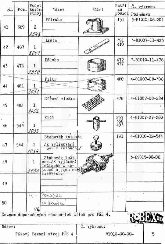 Spare part for saw PRS4, RS1100 - detail photo 636